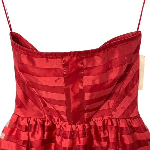 Frenchi Strapless Red Striped Strapless Cocktail Party Dress Size 3 NEW - Picture 2 of 7